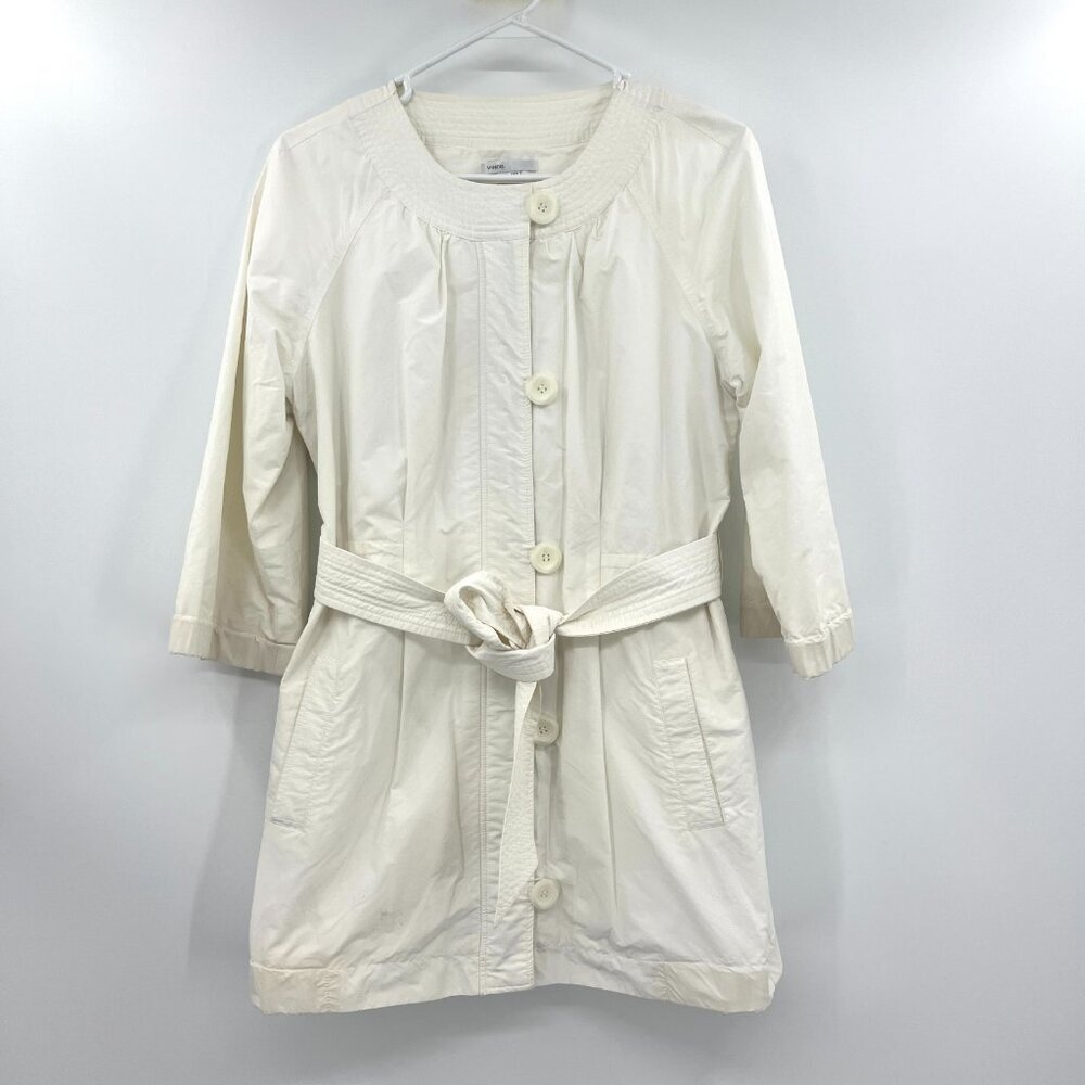 Vince Belted White 3/4 Sleeve Trench Coat Women's Small
